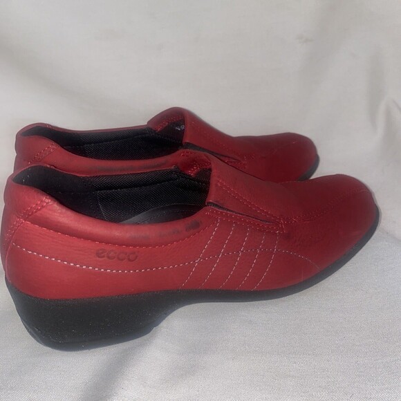 Ecco red leather loafers oxfrord Felicia Womens EU 36 US 5.5 Slip On Wedge - Picture 1 of 13